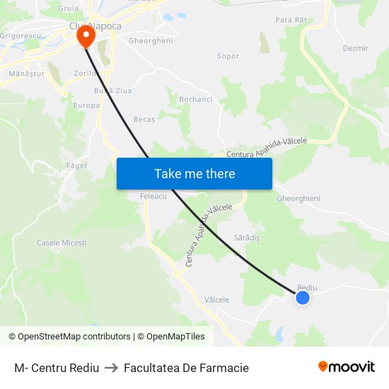 M- Centru Rediu to Facultatea De Farmacie map