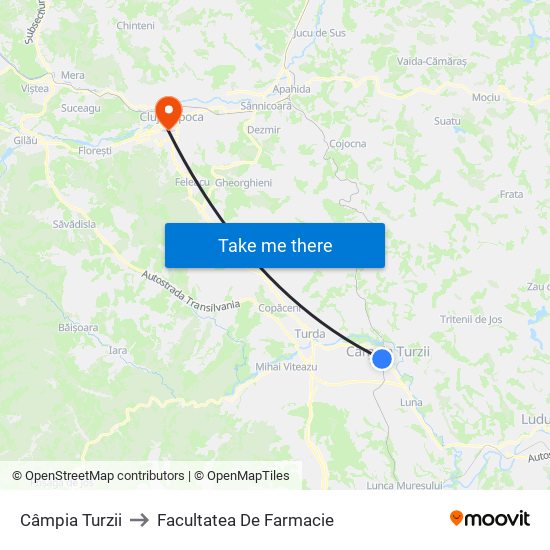 Câmpia Turzii to Facultatea De Farmacie map