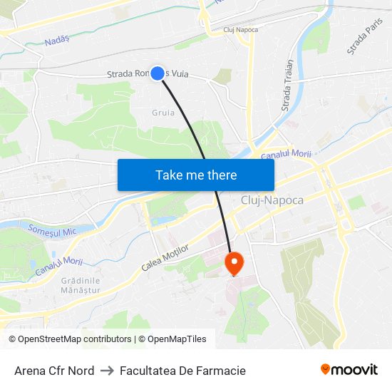 Arena Cfr Nord to Facultatea De Farmacie map