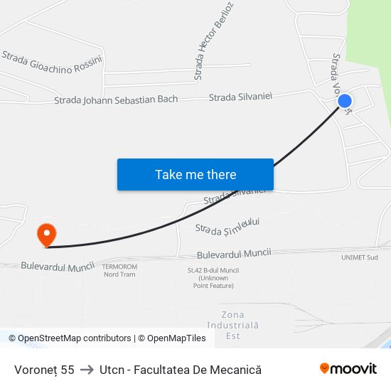 Voroneț 55 to Utcn - Facultatea De Mecanică map