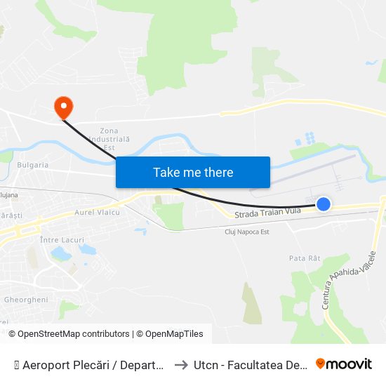 ✈ Aeroport Plecări  / Departures Terminal to Utcn - Facultatea De Mecanică map