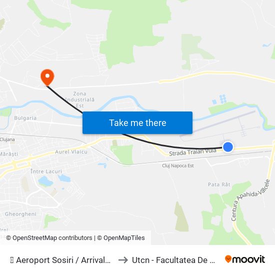 ✈ Aeroport Sosiri / Arrivals Terminal to Utcn - Facultatea De Mecanică map