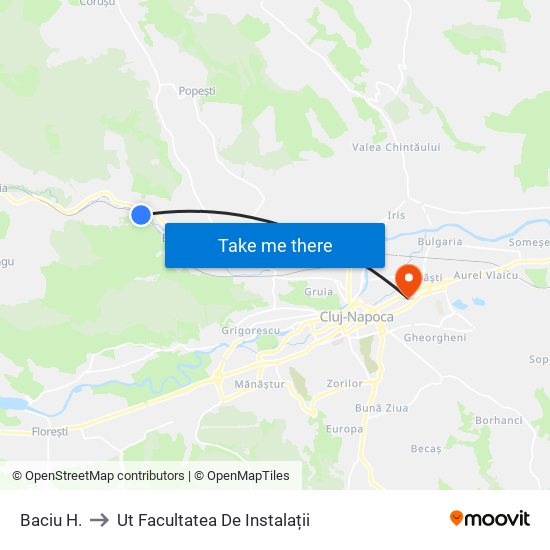 Baciu H. to Ut Facultatea De Instalații map