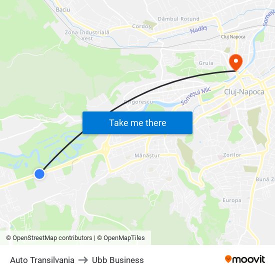 Auto Transilvania to Ubb Business map