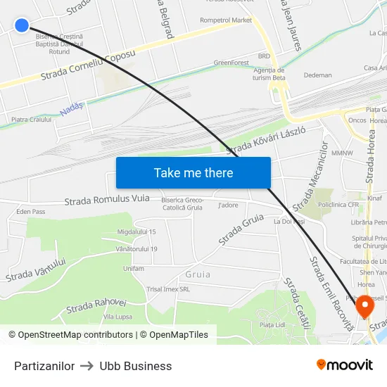 Partizanilor to Ubb Business map