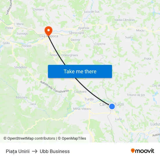 Piața Unirii to Ubb Business map