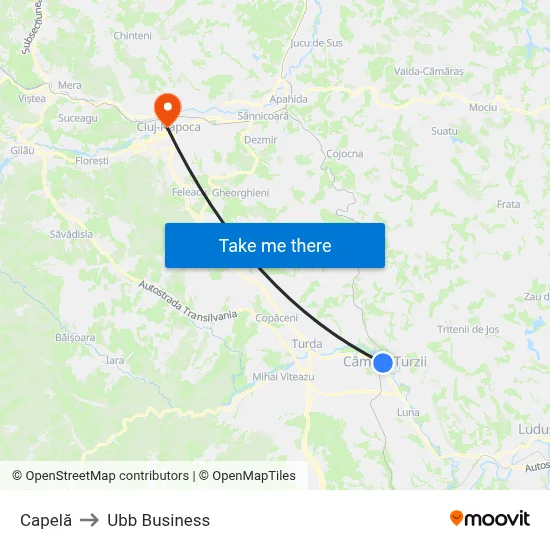 Capelă to Ubb Business map