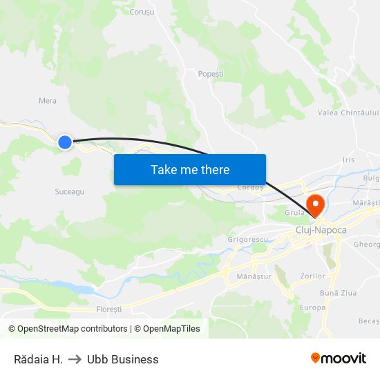Rădaia H. to Ubb Business map