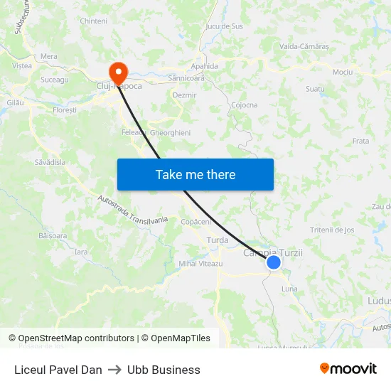 Liceul Pavel Dan to Ubb Business map