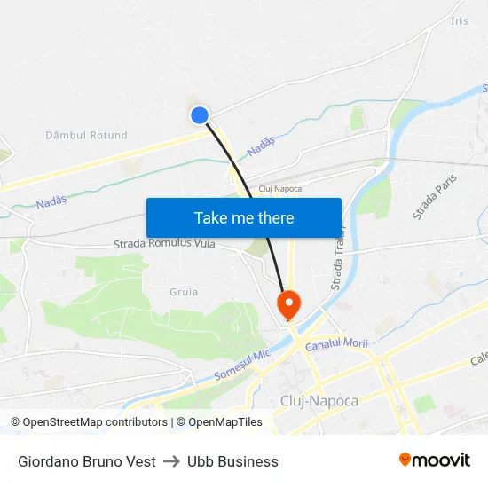 Giordano Bruno Vest to Ubb Business map