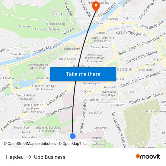 Hașdeu to Ubb Business map