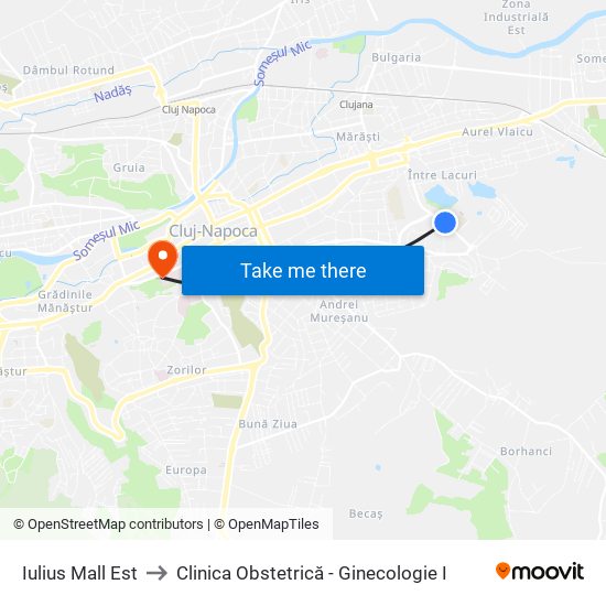 Iulius Mall Est to Clinica Obstetrică - Ginecologie I map