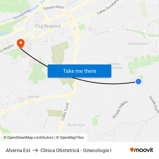 Alverna Est to Clinica Obstetrică - Ginecologie I map