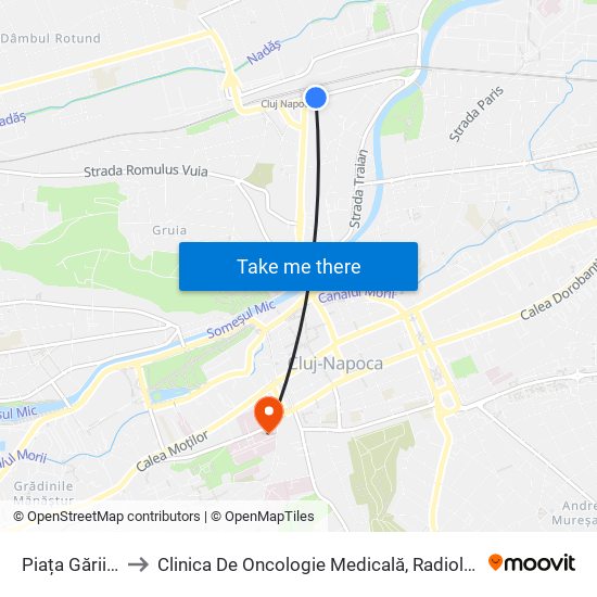 Piața Gării Vechi to Clinica De Oncologie Medicală, Radiologie Și Fiziologie map