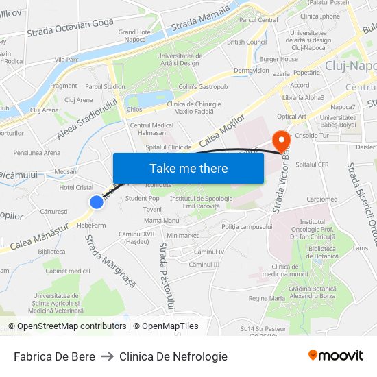 Fabrica De Bere to Clinica De Nefrologie map