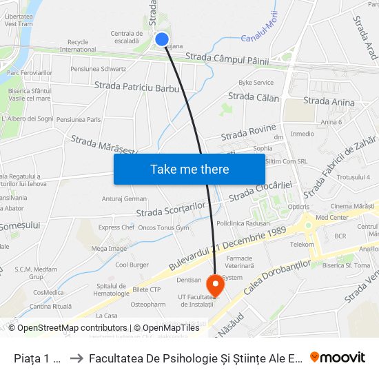 Piața 1 Mai to Facultatea De Psihologie Și Științe Ale Educației map