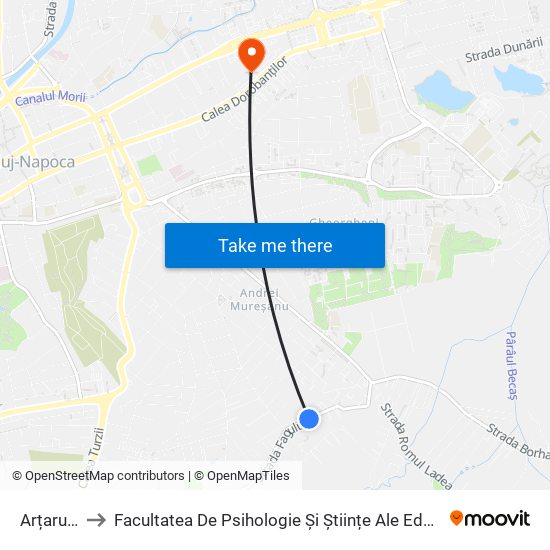 Arțarului to Facultatea De Psihologie Și Științe Ale Educației map