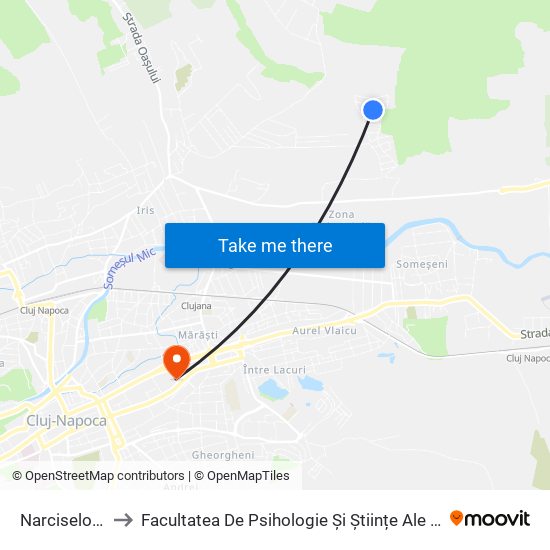 Narciselor 19 to Facultatea De Psihologie Și Științe Ale Educației map