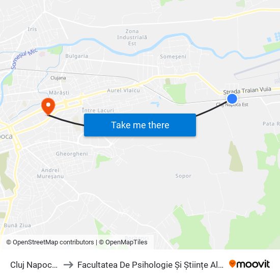 Cluj Napoca Est to Facultatea De Psihologie Și Științe Ale Educației map