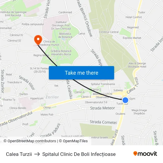 Calea Turzii to Spitalul Clinic De Boli Infecțioase map