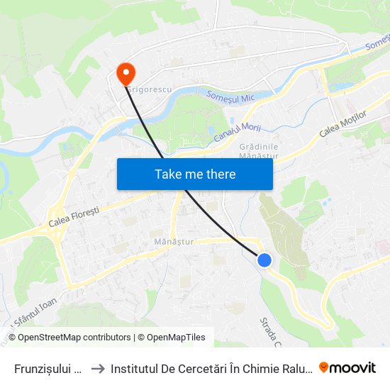 Frunzișului Vest to Institutul De Cercetări În Chimie Raluca Ripan map