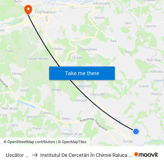 Uscător Băi to Institutul De Cercetări În Chimie Raluca Ripan map