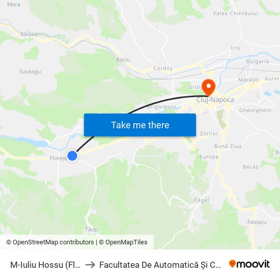 M-Iuliu Hossu (Florești) to Facultatea De Automatică Și Calculatoare map