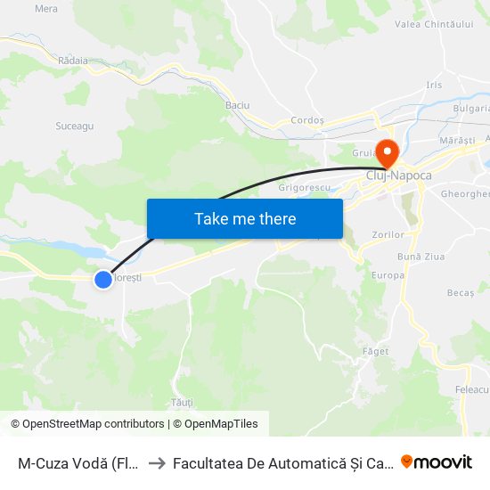 M-Cuza Vodă (Florești) to Facultatea De Automatică Și Calculatoare map