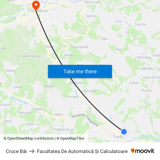 Cruce Băi to Facultatea De Automatică Și Calculatoare map