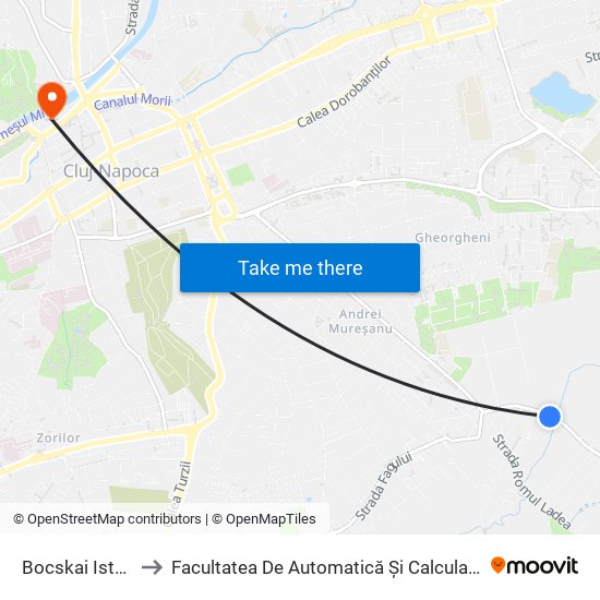 Bocskai István to Facultatea De Automatică Și Calculatoare map