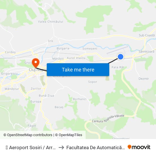 ✈ Aeroport Sosiri / Arrivals Terminal to Facultatea De Automatică Și Calculatoare map