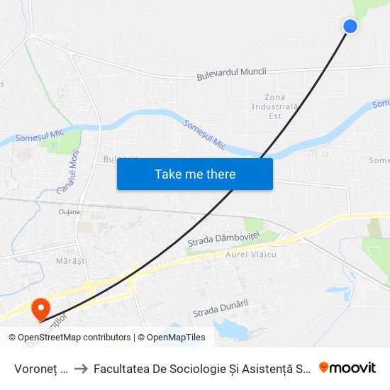 Voroneț 40 to Facultatea De Sociologie Și Asistență Socială map