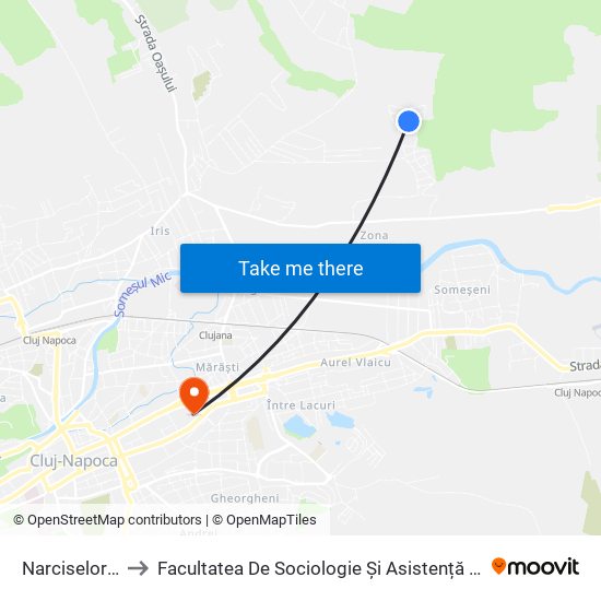 Narciselor 19 to Facultatea De Sociologie Și Asistență Socială map