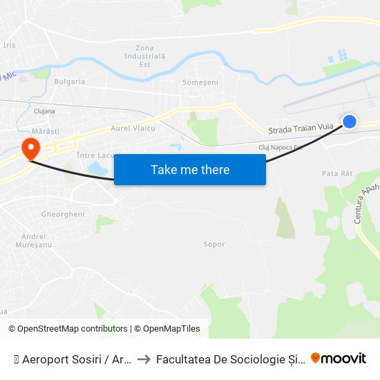 ✈ Aeroport Sosiri / Arrivals Terminal to Facultatea De Sociologie Și Asistență Socială map