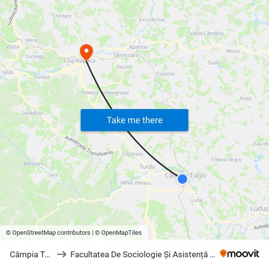 Câmpia Turzii to Facultatea De Sociologie Și Asistență Socială map