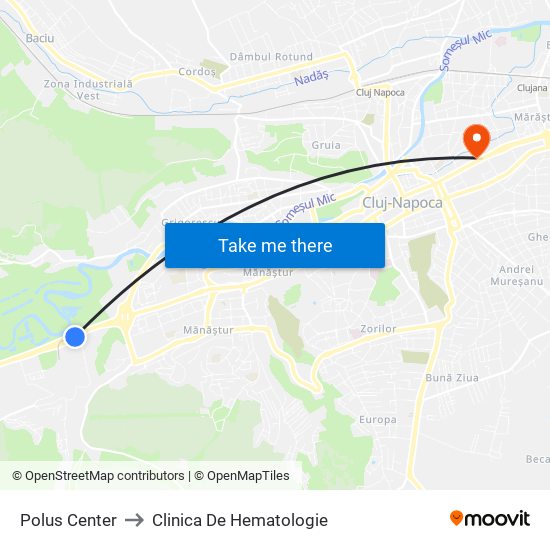 Polus Center to Clinica De Hematologie map