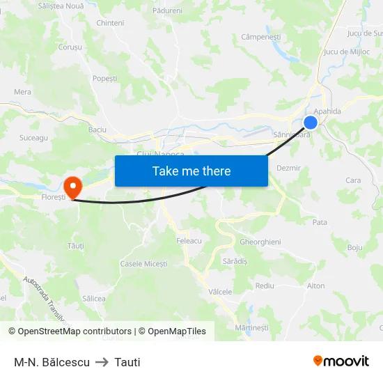 M-N. Bălcescu to Tauti map
