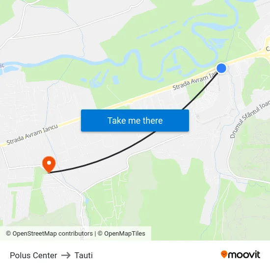 Polus Center to Tauti map