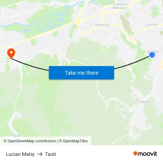 Lucian Matiș to Tauti map