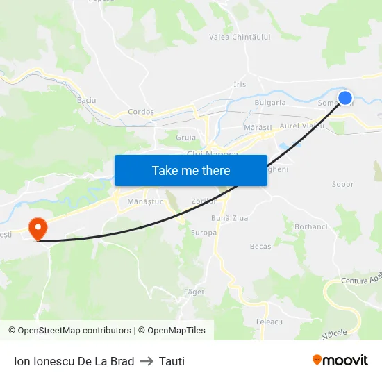 Ion Ionescu De La Brad to Tauti map