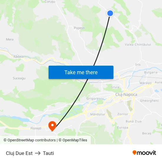 Cluj Due Est to Tauti map