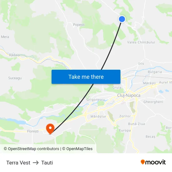 Terra Vest to Tauti map
