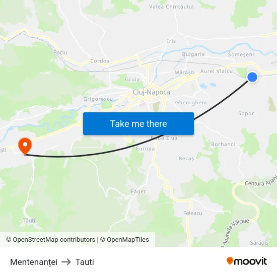 Mentenanței to Tauti map