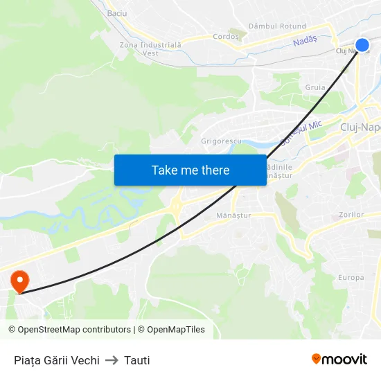 Piața Gării Vechi to Tauti map