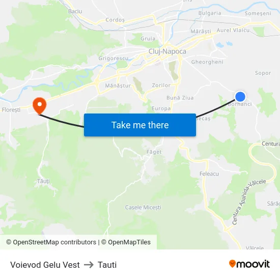 Voievod Gelu Vest to Tauti map
