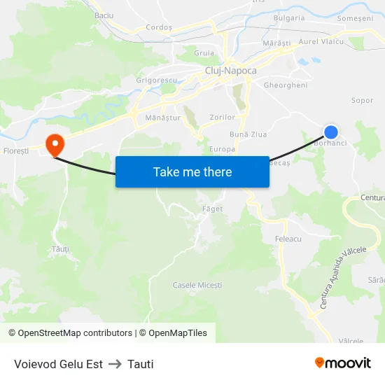 Voievod Gelu Est to Tauti map