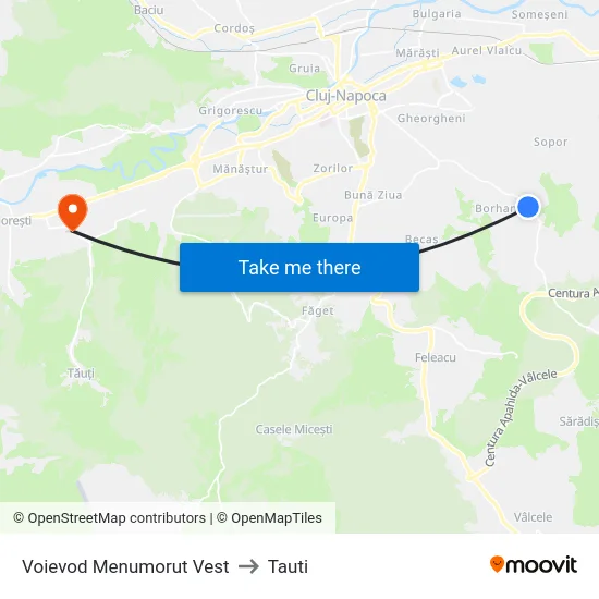 Voievod Menumorut Vest to Tauti map