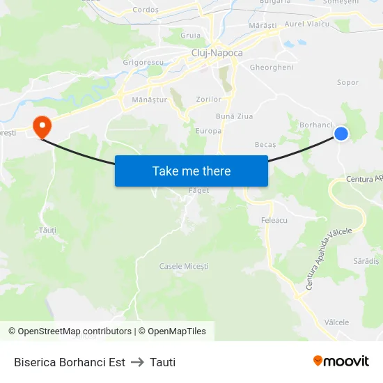 Biserica Borhanci Est to Tauti map