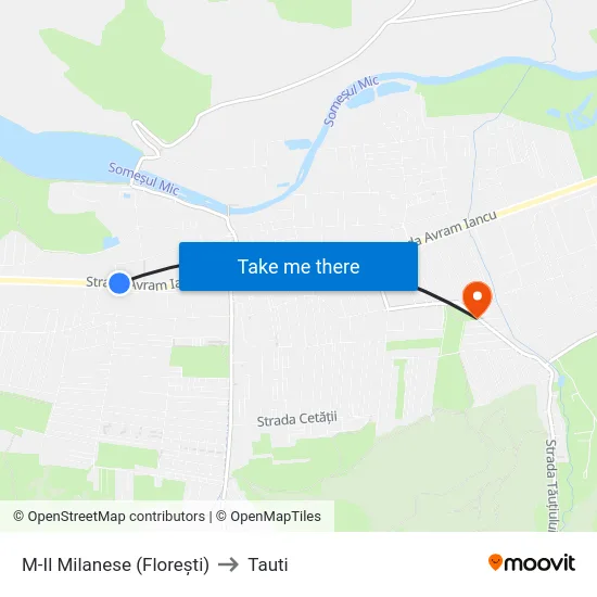 M-Il Milanese (Florești) to Tauti map