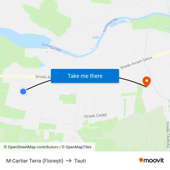 M-Cartier Terra (Florești) to Tauti map